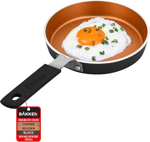 Bakken-Swiss Mini Nonstick Egg Pan & Omelet Pan - Eco-Friendly Copper Skillet [5.5''] - Non-Toxic & Dishwasher Safe