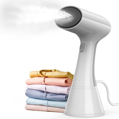 PWWJ Handheld Garment Steamer - 1000W Portable Travel Steamer, 20s Rapid Heat-Up, 0.8kg Lightweight Fabric Iron with 302°F Dry Steam for Home and Travel, 220ml, White