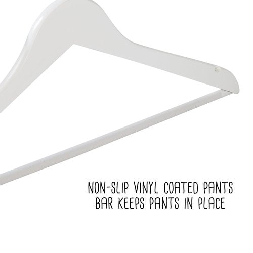 Honey-Can-Do 24-Pack Non-Slip Swivel Hook Wood Hangers, White HNG-09407 White