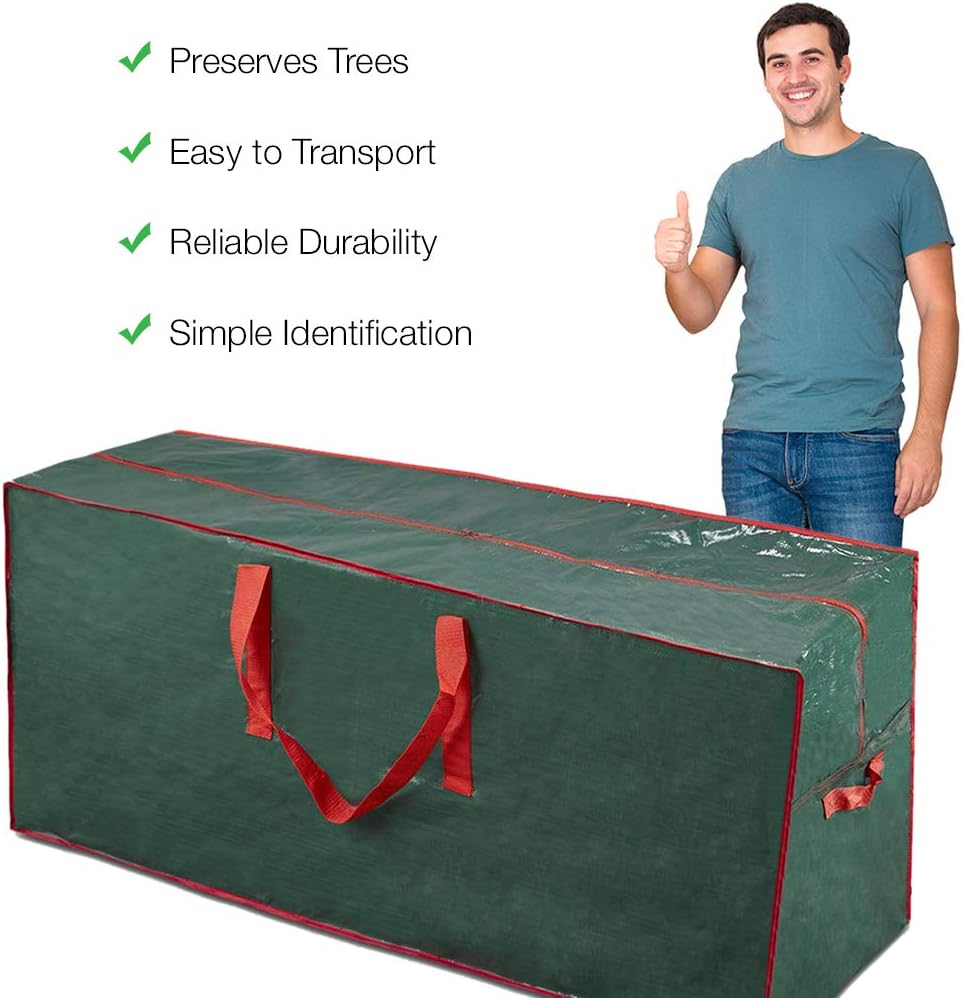 ProPik Christmas Tree Storage Bag - Fits Up to 7.5 ft Disassembled Tree | 45" x 15" x 20" | Durable Zipper & Handles (Green)