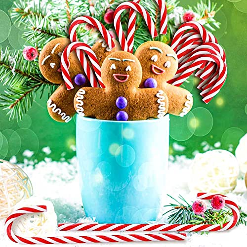12 Red and White Plastic Candy Cane Christmas Ornaments - Holiday Tree Decor