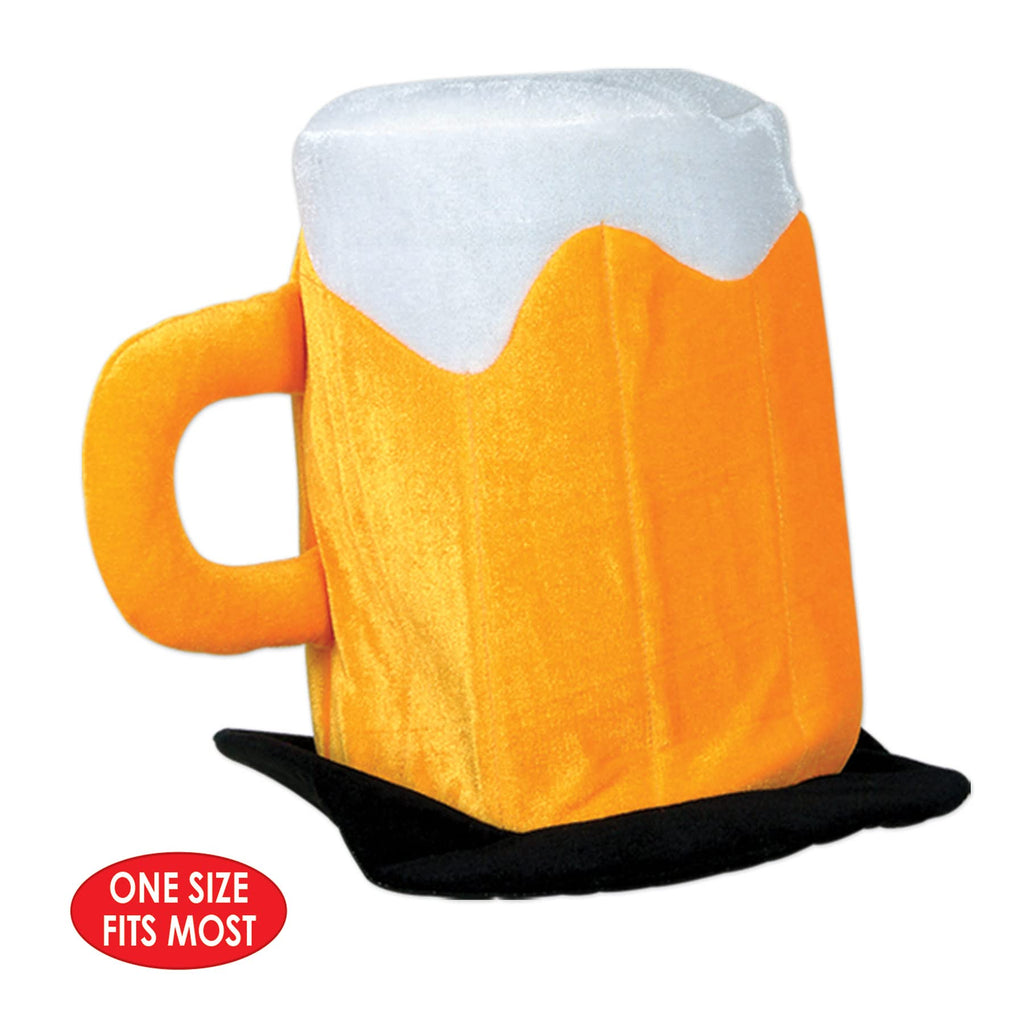 Beistle 3 Piece Plush Fabric Beer Mug Hats For Oktoberfest Theme Happy St. Patrick's Day Party Costume Accessories, Celebrating With You Since 1900, Yellow/White/Black