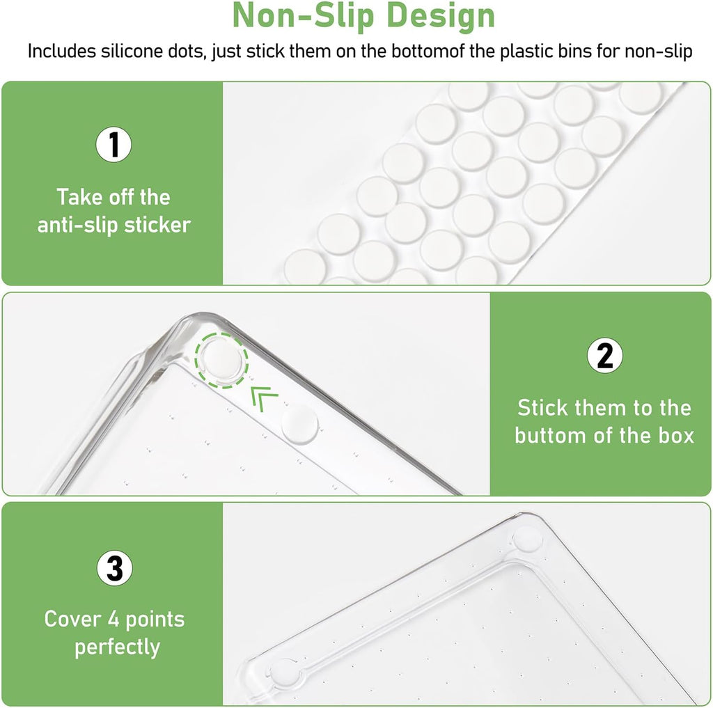 Skiennix 8-Piece Clear Plastic Drawer Organizer Set - Versatile Acrylic Trays for Makeup, Kitchen, Office & More