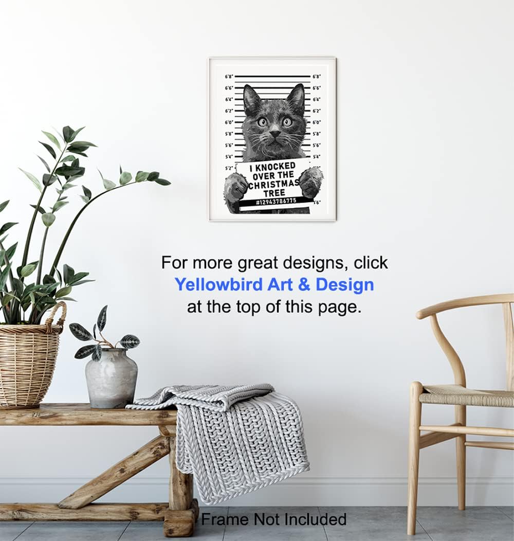 Skiennix Cat Christmas Tree Wall Art | Cute Holiday Decoration for Cat Lovers | 8x10 Unframed Print