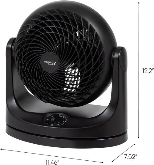 IRIS USA WOOZOO Desk Fan - Oscillating Air Circulator with 3 Speeds & 29dB Quiet Motor | Black