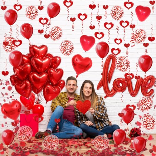 FECEDY Valentine's Day Party Decoration Set - Red 1 Heart Balloon Kit