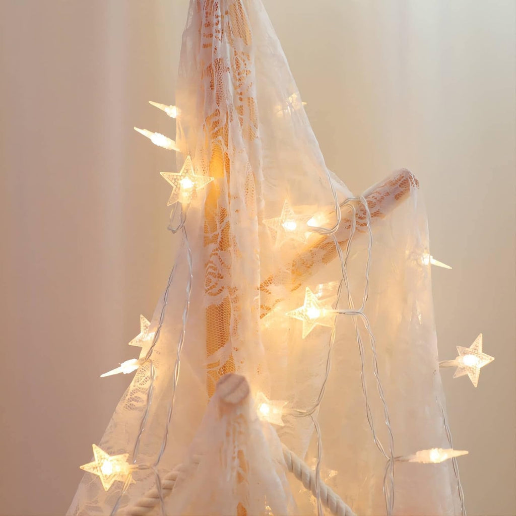 Star String Lights - 20 FT Battery Operated 40 LED Warm White Twinkle Lights | 8 Modes Timer for Indoor/Outdoor Decor