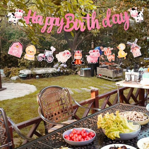 Farm Animal Birthday Banner Set - Pre-Strung Barnyard Decor