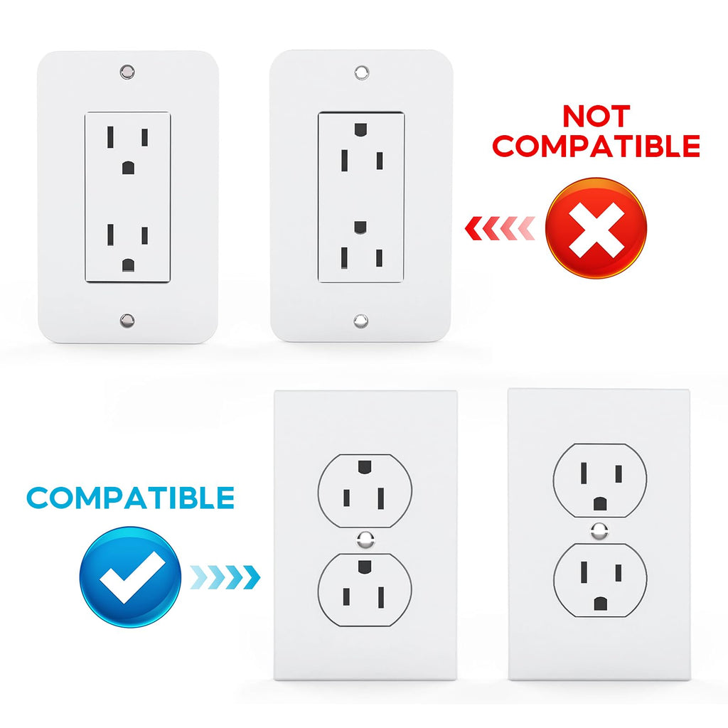 Metal Outlet Shelf Wall Holder for Duplex (Round) Outlets - Bathroom & Kitchen Organizer with Cord Storage, Quick Install for Smart Home Toothbrush Holder Holds Smart Speaker Cell Phone