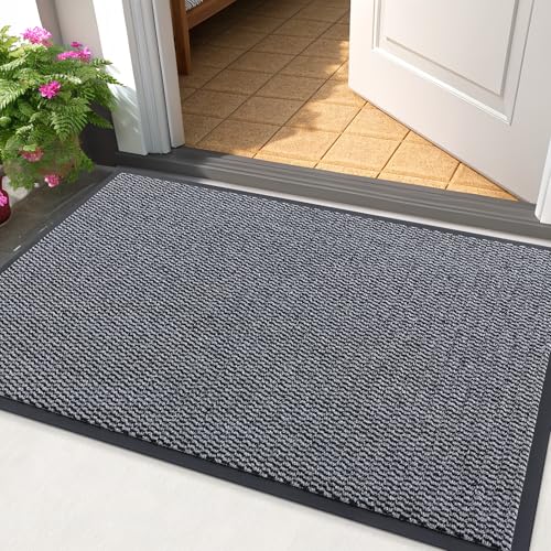 Smiry Low Profile Rubber Doormat 29.5" x 17" - Black, Non-Slip