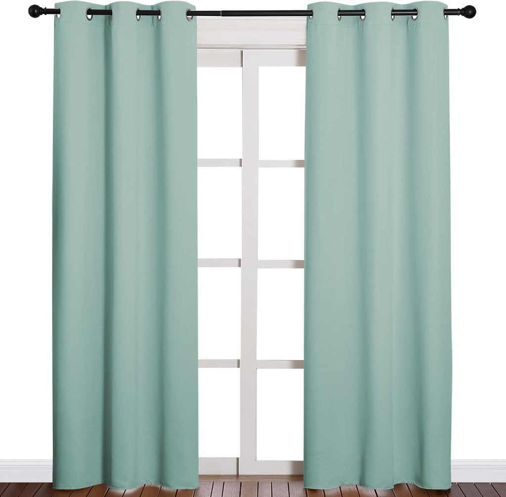 NICETOWN Thermal Insulated Blackout Curtains - Solid Grommet Design for Living Room | Aqua, 42 x 84-Inch Pair