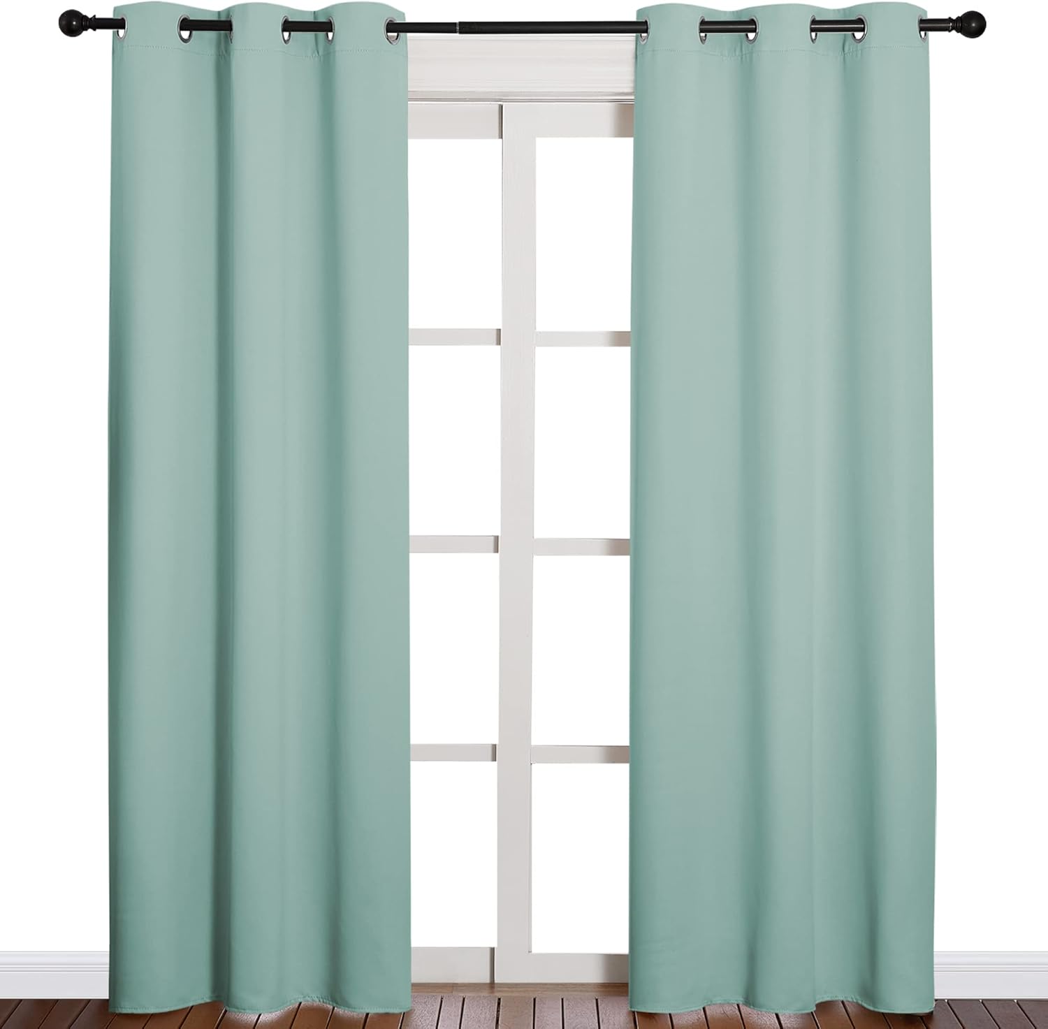 NICETOWN Thermal Insulated Blackout Curtains - Solid Grommet Design for Living Room | Aqua, 42 x 84-Inch Pair