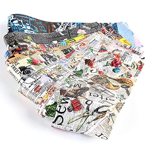 CHANGAR Newspaper Magazine Nail Art Foil Transfer Decals - 10 Sheets