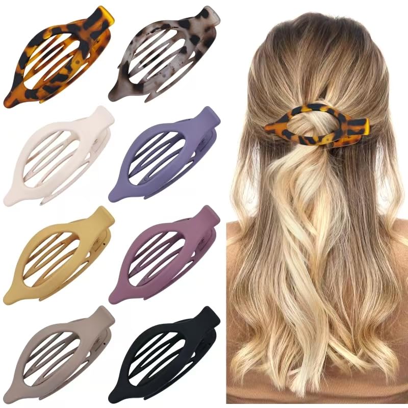 Dizila 8-Piece Neutral Leaf Flat Hair Claw Clips with Strong Hold