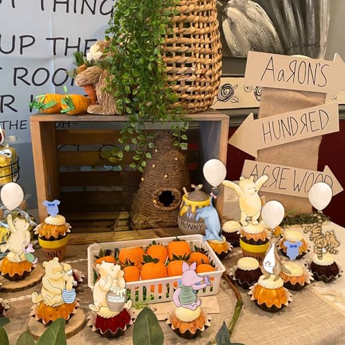 48pcs Pooh Cupcake Toppers for Baby Shower & Birthday Decorations
