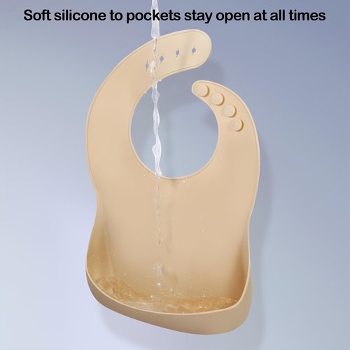 Eascrozn Silicone Bibs - Set of 3 BPA-Free, Soft & Adjustable Waterproof Feeding Bibs for Babies