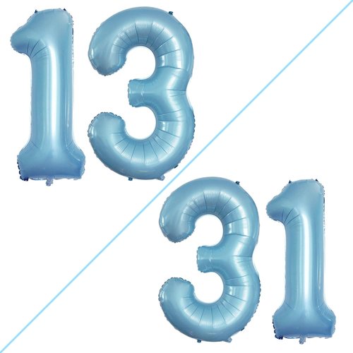 GOER Jumbo 42-Inch Number 13 Balloons - Sweet 13 Birthday Party Decorations in Light Blue