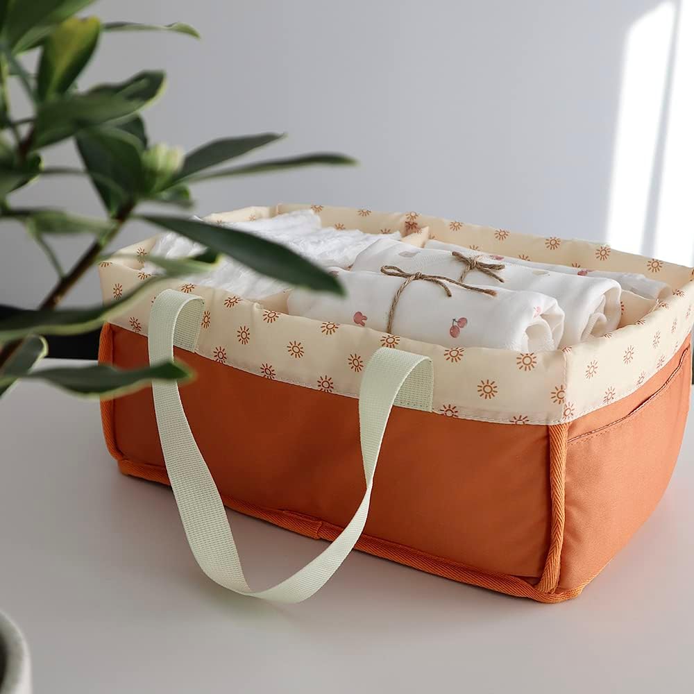 MOMIGO Baby Diaper Caddy Organizer - Portable Nursery Storage Basket for Diapers & Wipes | Ideal Newborn Gift