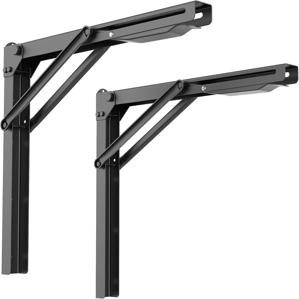 Ultrawall Heavy Duty Folding Shelf Brackets - Sturdy 18 Inch Collapsible Design | Max Load 550lb, 2 Pack