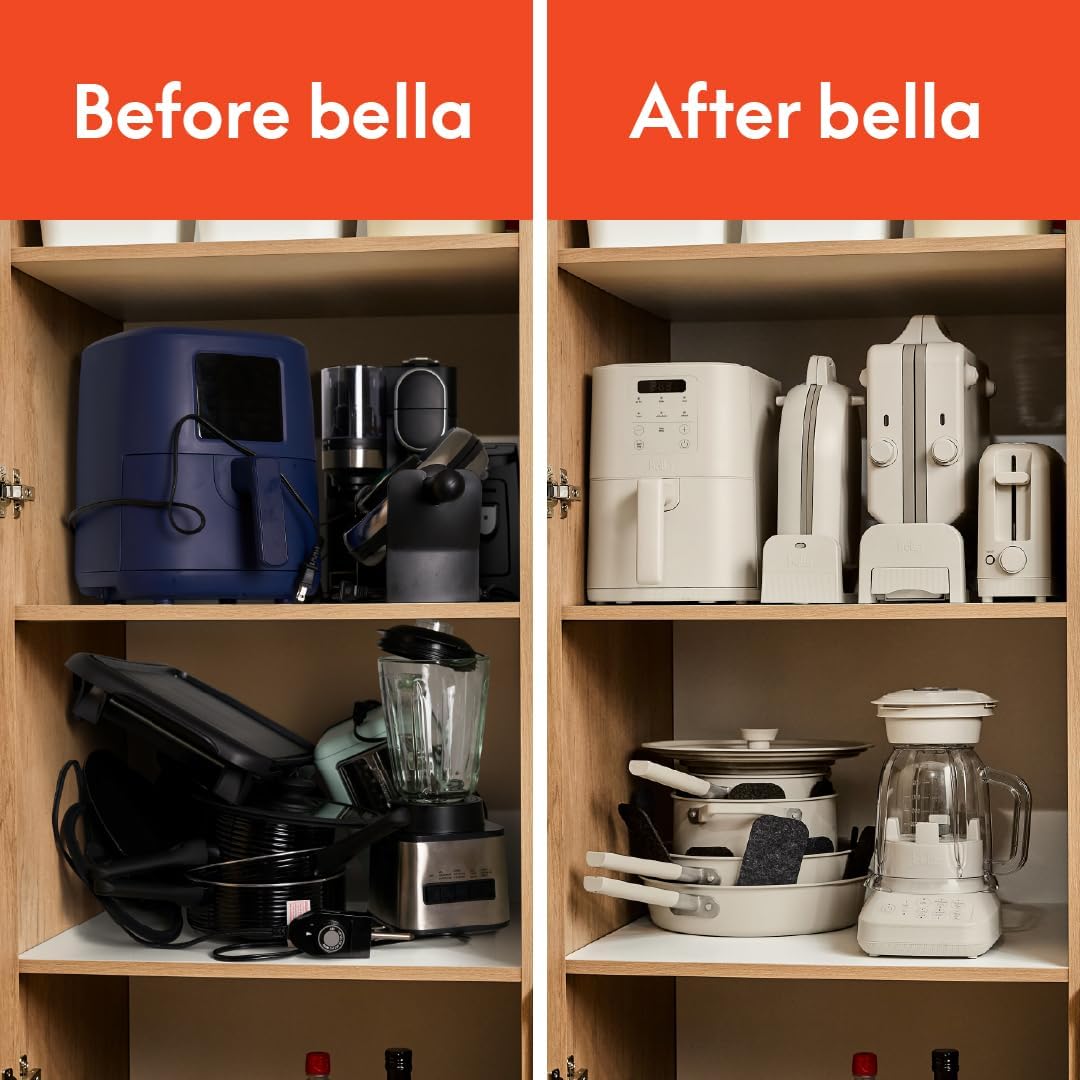 Bella 9-Piece Ceramic Nonstick Cookware Set - Dishwasher & Oven Safe, Stackable Design, Oatmilk Color