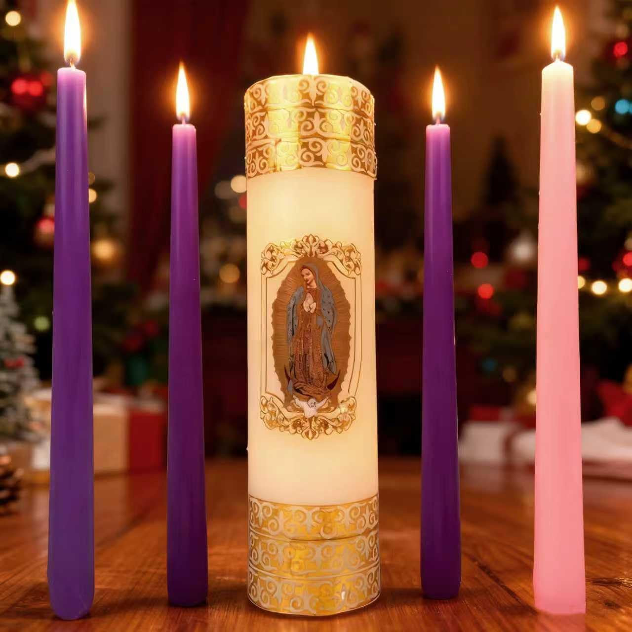 Regine Switzerland Advent Candle Holders - 4-Piece Nativity Wreath Centerpiece Decor | Christmas Decorations
