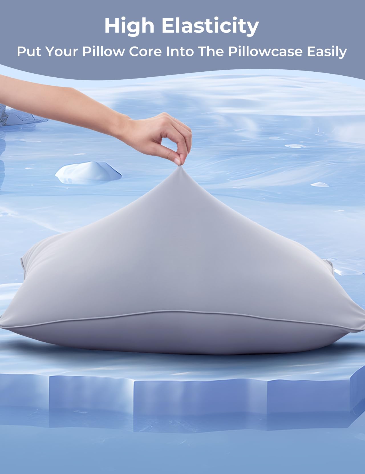 Momcozy Life Coolmurm Cooling Pillow Cases for Hot Sleepers, 2 Stretchy Cooling Pillowcases, Lightweight Breathable Cooling Pillow Cover Zipper Pillow Protector, Grey (for Standard Pillow)