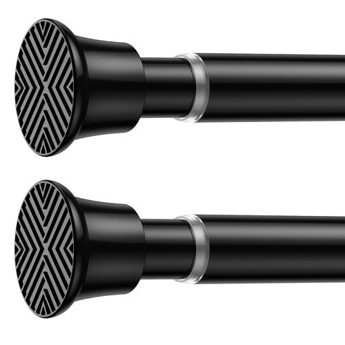 2 Pack Spring Tension Curtain Rod 30-62Inch Black Tension Rod for Windows Shower Curtain Rods No Drilling Expandable Adjustable Curtain Rods for Windows,Doorway,Bathroom,Closet,7/8" Diameter