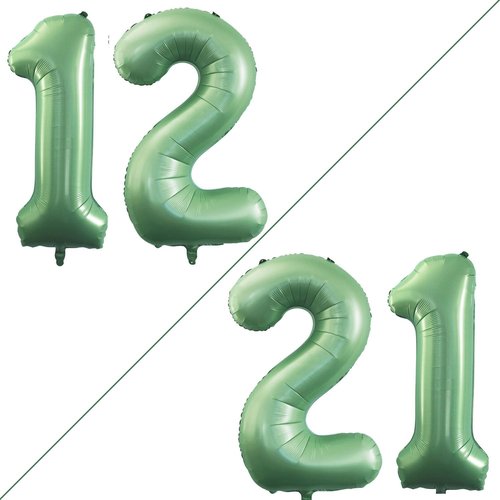 GOER Jumbo Number 12 Balloons - 42 Inch Sage Green Foil Helium Decorations for 12th Birthday Party