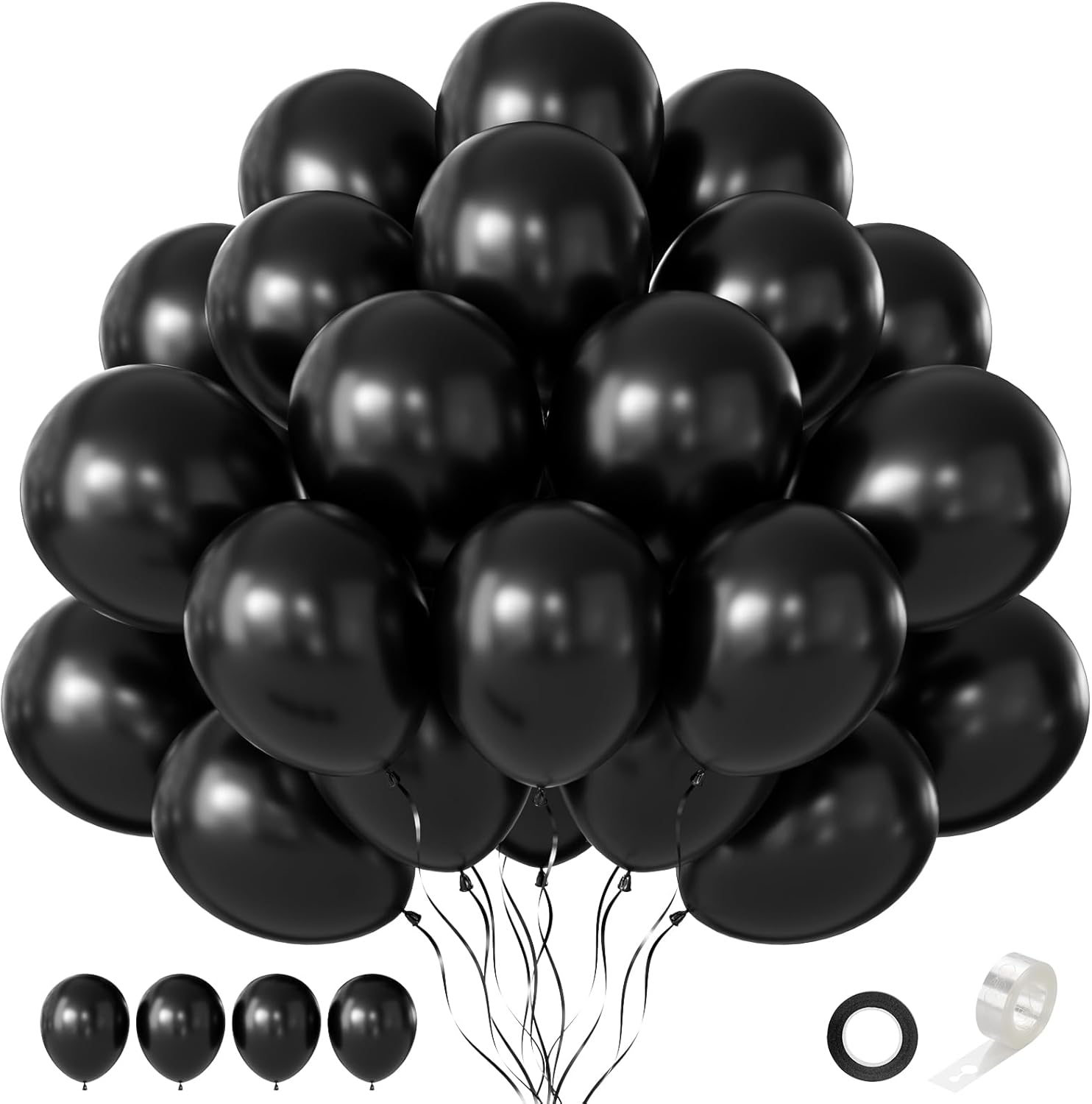 Black Balloons - 60 PCS 12-Inch Latex Balloons for Birthday, Wedding, Baby Shower & Holiday Decor