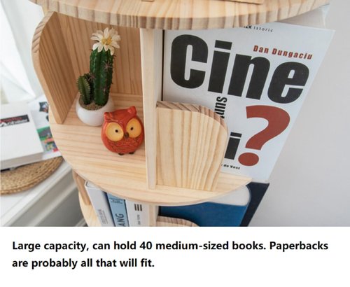 Heehee Wooden Rotating Bookshelf 360 Display Floor Standing Bookcase Storage Rack for Kids&Adults Multi-Functional Bookshelf Organizer (3-Tier)