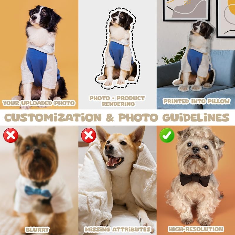 Skiennix Custom Pet Pillow - Personalized Dog & Cat Face Pillow | Unique Pet Memorial Gift for Pet Lovers