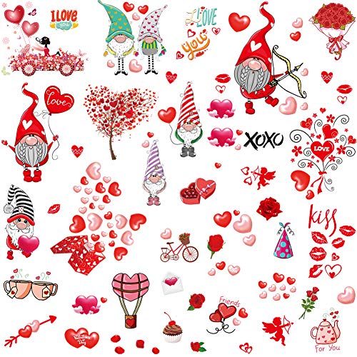 Valentine's Day Gnome Window Decals - 149 Pcs Window Clings