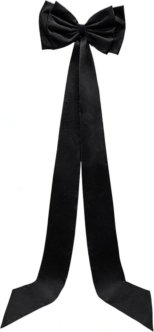 Giant Bow Decoration | Double Layer Satin Bow for Weddings & Parties - Black, 71x18 Inch