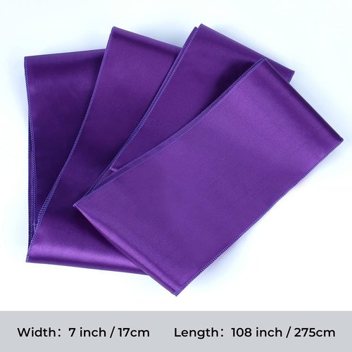 Babenest Satin Chair Sashes - Upgraded 10 Pcs Chair Ribbons & Bows for Weddings & Events | Purple