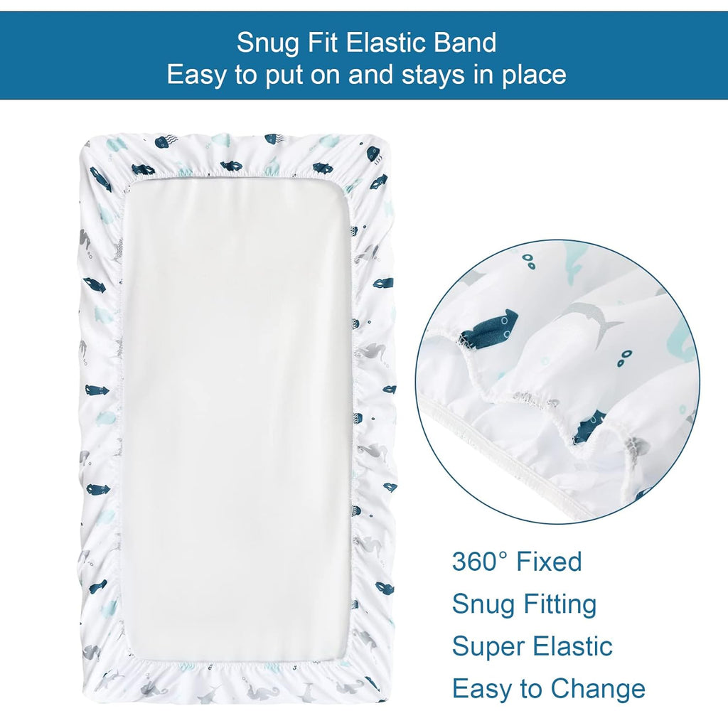 Regine Switzerland Fitted Crib Sheets - Soft & Breathable 2-Pack for Standard Crib 52'' x 28'' | Dinosaurs & Ocean Design