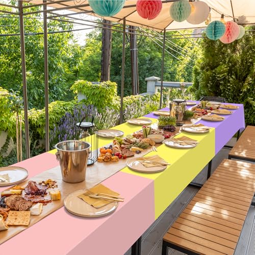 Pastel Tablecloths - 4 Pack Disposable Rectangle Covers, 54 x 108 Inch