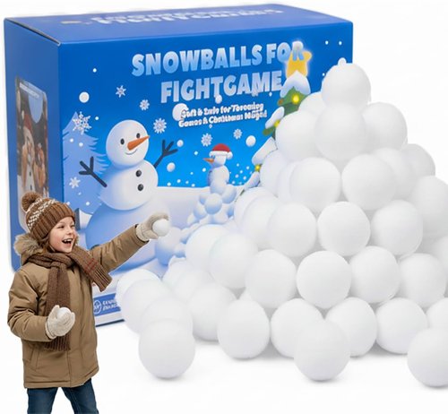 AISENO Indoor Snowball Fight Toys - 50 Soft Fake Snow Balls for Kids | Perfect for Winter Parties & Christmas Fun