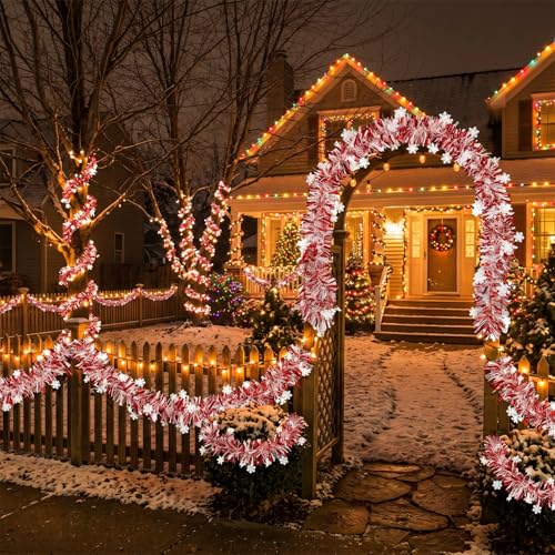 Christmas Garland Decorations 50Ft Glitter Tinsel with Snowflakes - Christmas02