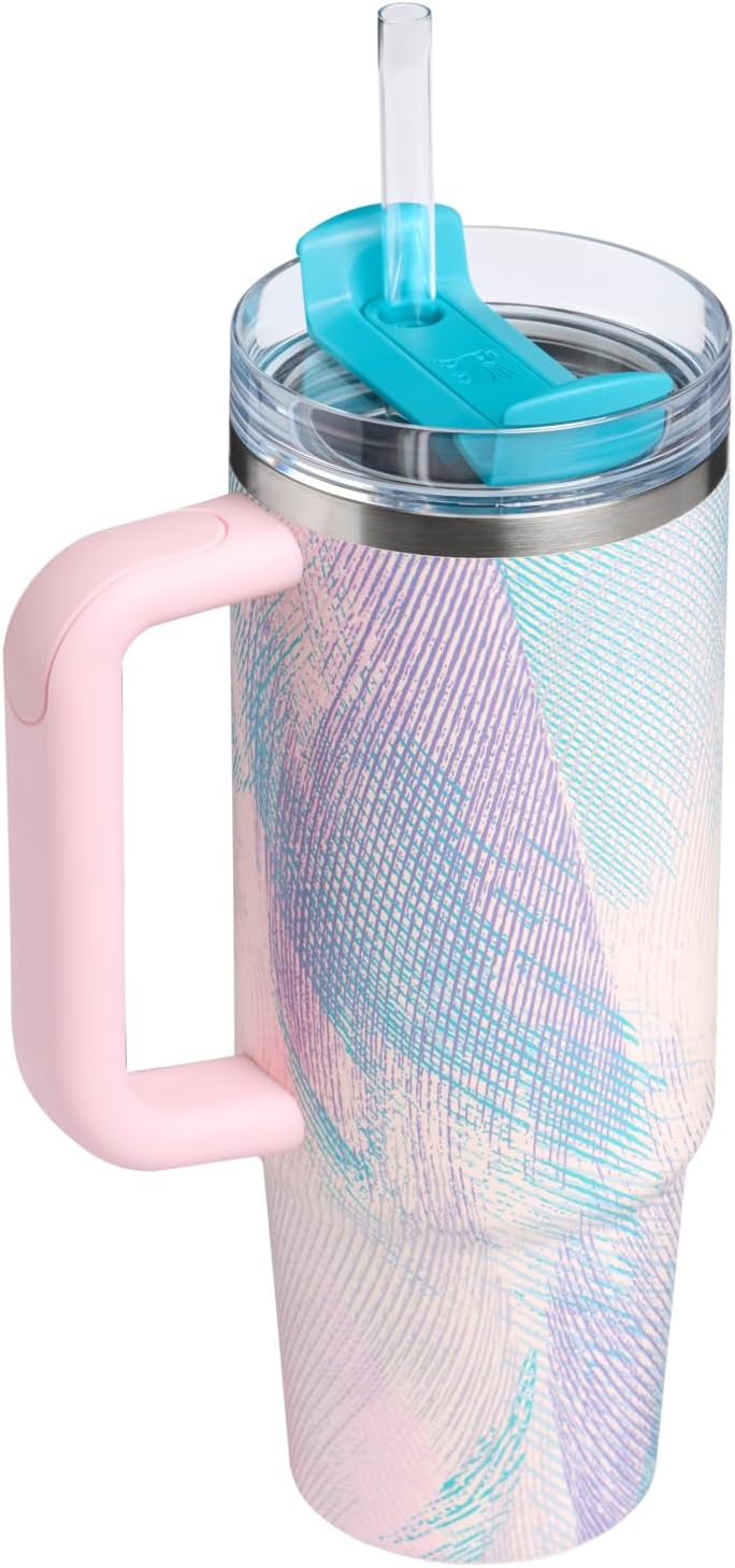 STANLEY Quencher H2.0 Tumbler - 30 oz Insulated Stainless Steel Cup with Handle & Straw | BPA-Free | Sea Glass Plume