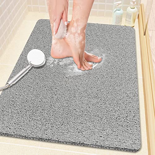 SoftDuo Non-Slip Shower Mat 24" x 16" - Soft Tub Mat in Grey