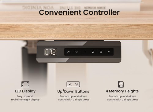 BANTI 48 × 24 Inches Standing Desk, Ergonomic, Electric Height Adjustable, Sit and Stand Up, Computer Office Desk with Splice Board, White Frame/Maple Top