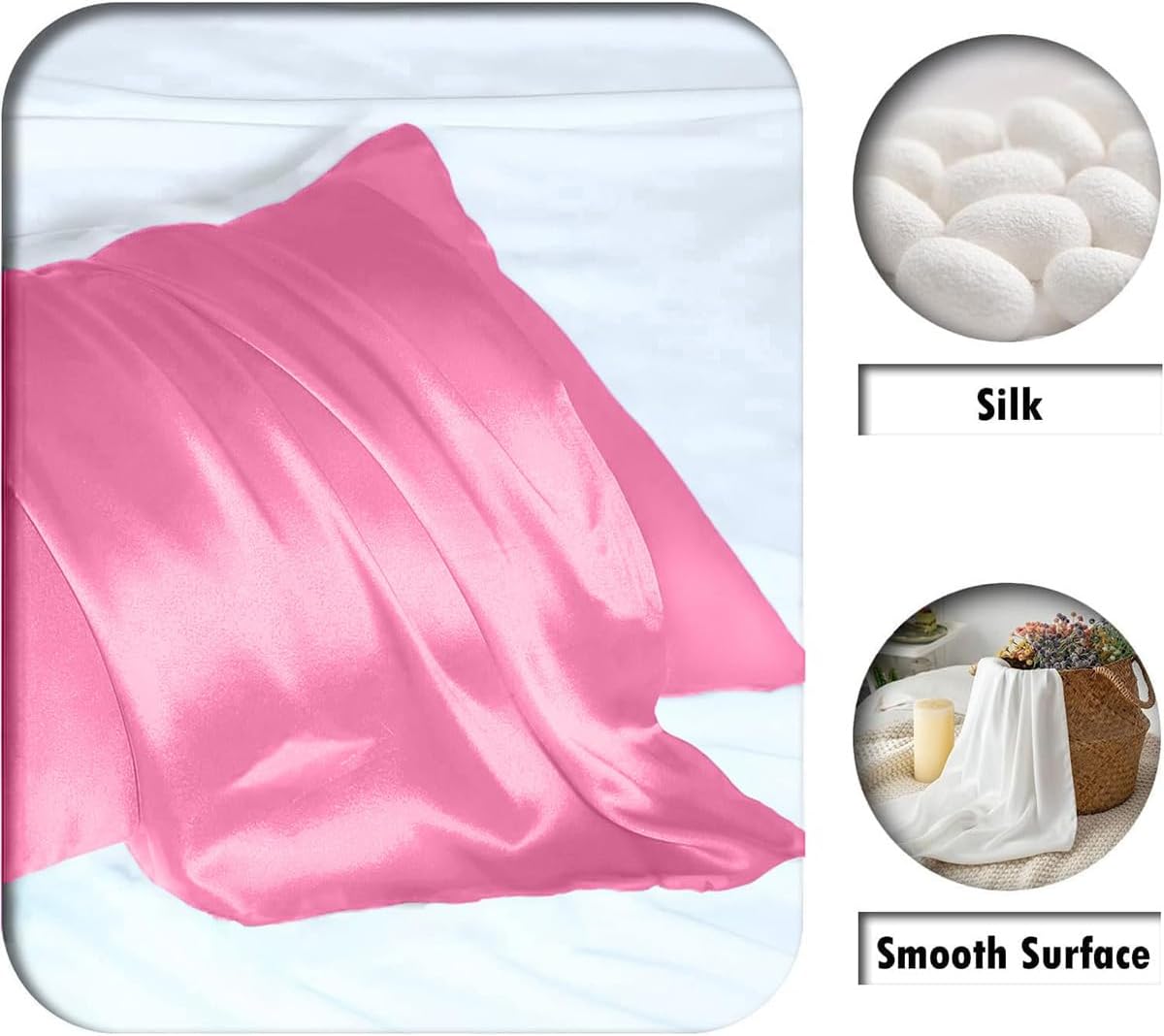 Mulberry Silk Pillow Cases - Ultra Smooth & Breathable Cooling Satin | Standard Size 20x26 Inches (Berry Red)