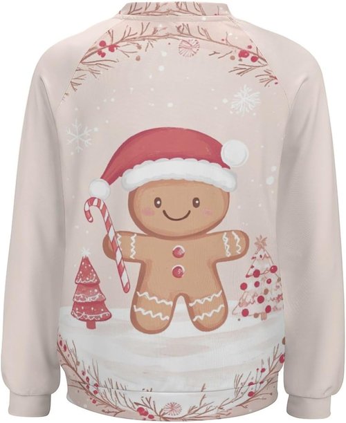 Domirica Gingerbread Sweatshirt - Cute Graphic Pullover for Women | Oversized Winter Fashion 2024