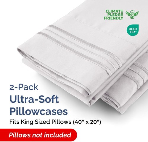 King Pillow Cases by [Brand Name] - Ultra Soft Hotel Quality Covers | Comfy, Wrinkle-Free & Fade Resistant - 2 Piece Set in French Grey
