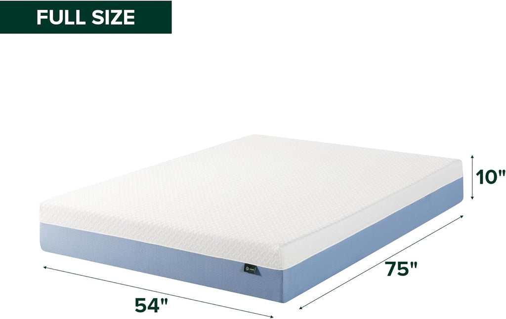 Zinus 10 Inch Full Memory Foam Mattress - Cooling Comfort, Fiberglass Free, Medium Feel, Safe Materials