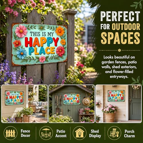 This Is My Happy Place Tin Sign - Cheerful Garden Wall Decor