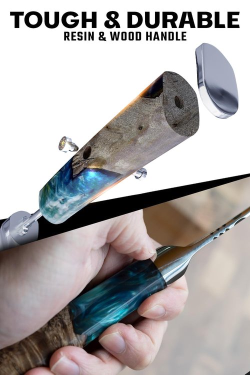Dalstrong Meat Fork - 7.7 inch - Valhalla Series - High Carbon Steel BBQ - Professional Barbecue Carving Fork- Celestial Resin & Wood Handle - Kitchen Utensils - Two Pronged Fork