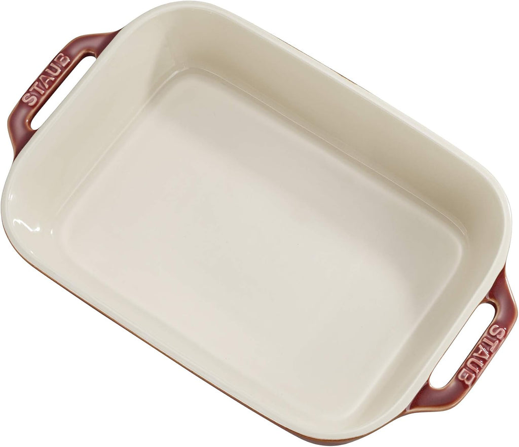 STAUB Ceramic Baking Dish Set - 2-Piece Rectangular Design in Vibrant Red