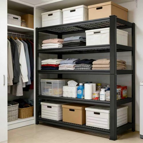 Heavy Duty Metal Shelving Rack - 2800 lbs Capacity | Adjustable 16"x35.5"x72" Black Storage Shelf