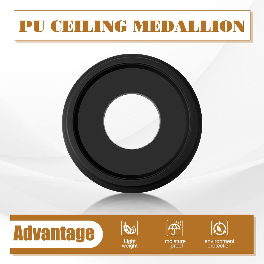 BBTO 2 Pack Black Ceiling Medallion for Light Fixtures and Ceiling Fans Chandeliers 10" Od x 3.5" ID(Classic)